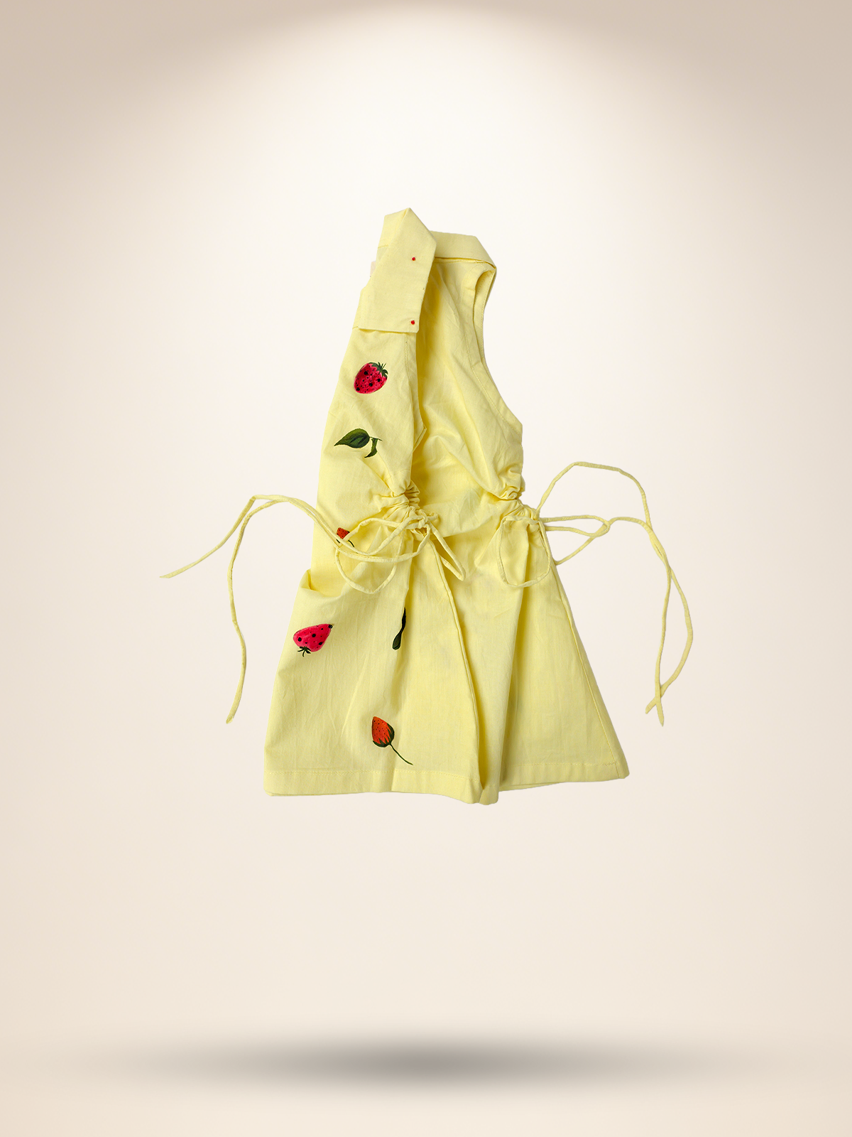 Lemon yellow strawberry A-line dress