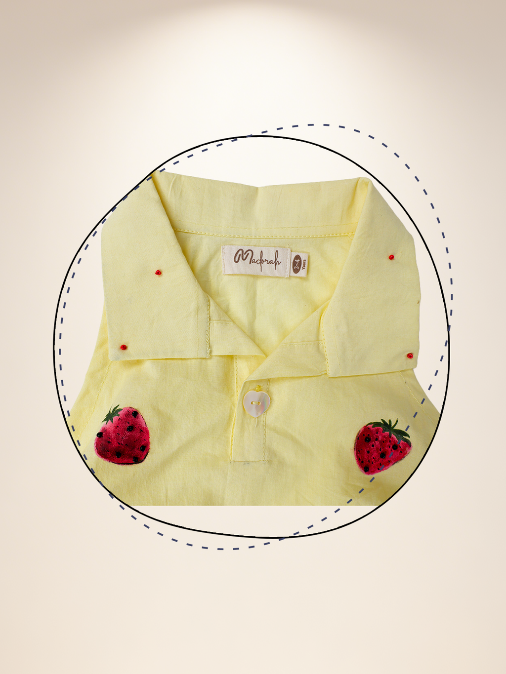 Lemon yellow strawberry A-line dress