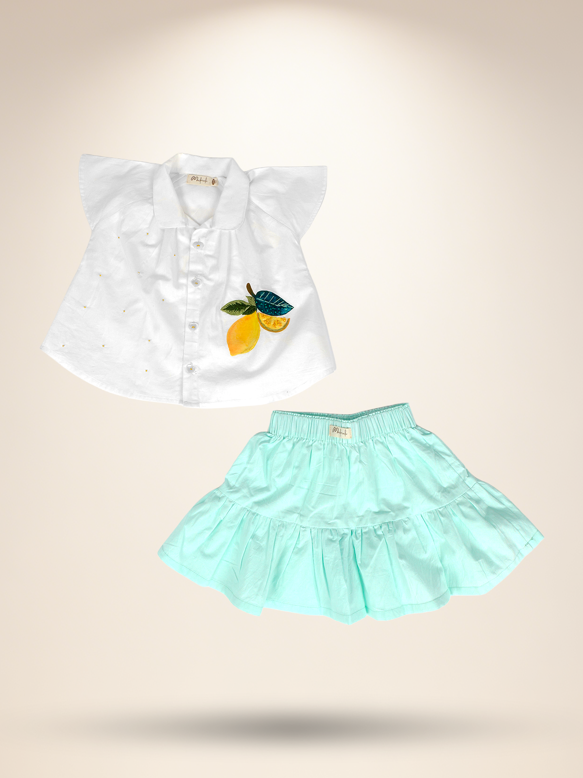 White A-line top skirt set