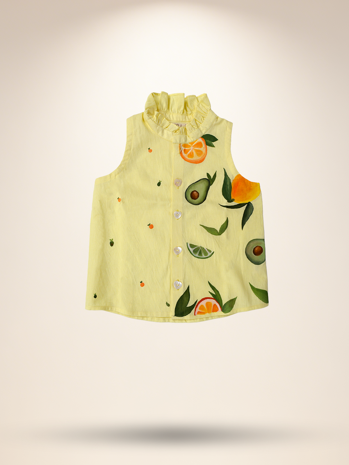 Yellow shirt top with A line skirt white